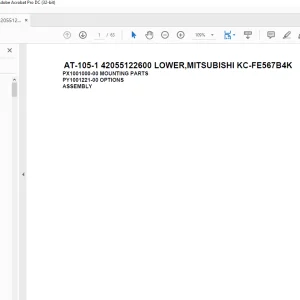 Tadano Crane AT-105-1 42055122600 LOWER MITSUBISHI KC-FE567B4K Spare Parts Catalog Manual - PDF DOWNLOAD