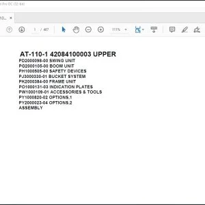 Tadano Crane AT-110-1 42084100003 UPPER Spare Parts Catalog Manual - PDF DOWNLOAD