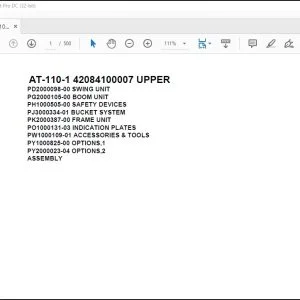 Tadano Crane AT-110-1 42084100007 UPPER Spare Parts Catalog Manual - PDF DOWNLOAD