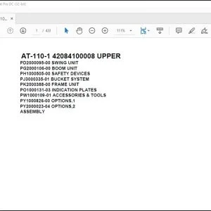 Tadano Crane AT-110-1 42084100008 UPPER Spare Parts Catalog Manual - PDF DOWNLOAD