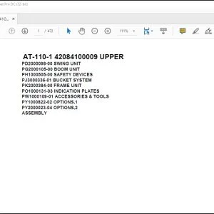 Tadano Crane AT-110-1 42084100009 UPPER Spare Parts Catalog Manual - PDF DOWNLOAD