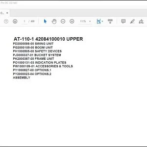 Tadano Crane AT-110-1 42084100010 UPPER Spare Parts Catalog Manual - PDF DOWNLOAD