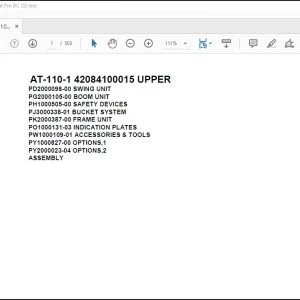 Tadano Crane AT-110-1 42084100015 UPPER Spare Parts Catalog Manual - PDF DOWNLOAD