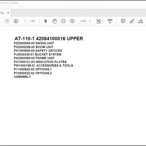 Tadano Crane AT-110-1 42084100016 UPPER Spare Parts Catalog Manual - PDF DOWNLOAD