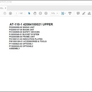 Tadano Crane AT-110-1 42084100021 UPPER Spare Parts Catalog Manual - PDF DOWNLOAD