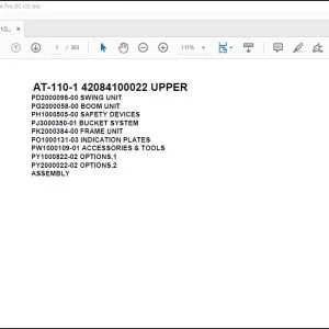 Tadano Crane AT-110-1 42084100022 UPPER Spare Parts Catalog Manual - PDF DOWNLOAD