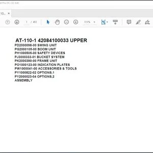 Tadano Crane AT-110-1 42084100033 UPPER Spare Parts Catalog Manual - PDF DOWNLOAD