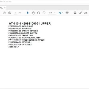 Tadano Crane AT-110-1 42084100051 UPPER Spare Parts Catalog Manual - PDF DOWNLOAD