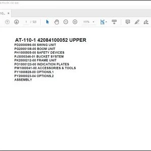 Tadano Crane AT-110-1 42084100052 UPPER Spare Parts Catalog Manual - PDF DOWNLOAD