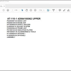 Tadano Crane AT-110-1 42084100062 UPPER Spare Parts Catalog Manual - PDF DOWNLOAD