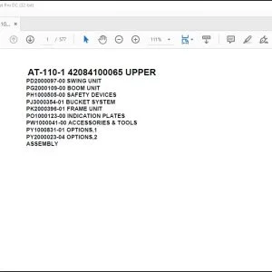 Tadano Crane AT-110-1 42084100065 UPPER Spare Parts Catalog Manual - PDF DOWNLOAD