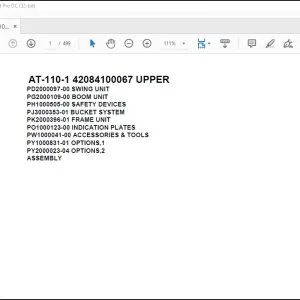Tadano Crane AT-110-1 42084100067 UPPER Spare Parts Catalog Manual - PDF DOWNLOAD