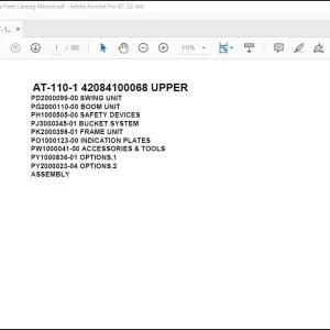 Tadano Crane AT-110-1 42084100068 UPPER Spare Parts Catalog Manual - PDF DOWNLOAD
