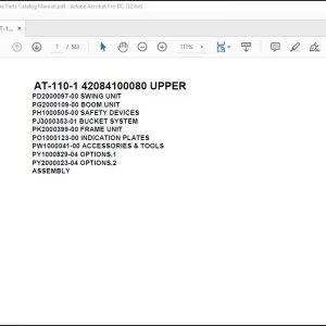 Tadano Crane AT-110-1 42084100080 UPPER Spare Parts Catalog Manual - PDF DOWNLOAD
