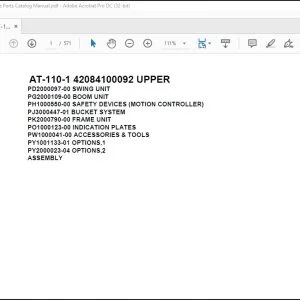 Tadano Crane AT-110-1 42084100092 UPPER Spare Parts Catalog Manual - PDF DOWNLOAD