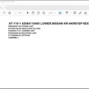 Tadano Crane AT-110-1 42084110400 LOWER,NISSAN KR-AKR81EP-5EXY Parts Catalog Manual - PDF DOWNLOAD