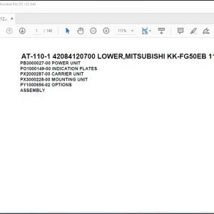 Tadano Crane AT-110-1 42084120700 LOWER,MITSUBISHI KK-FG50EB 11 Parts Catalog Manual - PDF DOWNLOAD