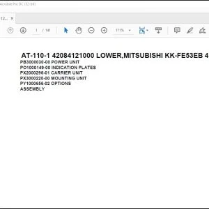 Tadano Crane AT-110-1 42084121000 LOWER,MITSUBISHI KK-FE53EB 4UK2 Spare Parts Manual - PDF DOWNLOAD