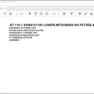 Tadano Crane AT-110-1 42084121100 LOWER,MITSUBISHI KK-FE73EB 4UKA1 Parts Manual - PDF DOWNLOAD