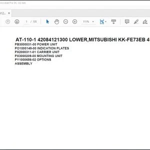 Tadano Crane AT-110-1 42084121300 LOWER,MITSUBISHI KK-FE73EB 4UKA1 Parts Manual - PDF DOWNLOAD