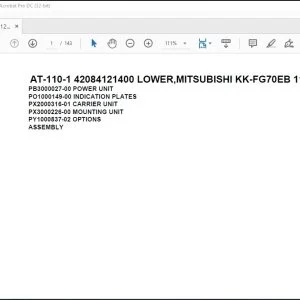 Tadano Crane AT-110-1 42084121400 LOWER,MITSUBISHI KK-FG70EB 11 Parts Catalog Manual - PDF DOWNLOAD