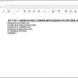 Tadano Crane AT-110-1 42084121500 LOWER,MITSUBISHI PA-FE73DB 4UKA3 Spare Parts Manual - PDF DOWNLOAD