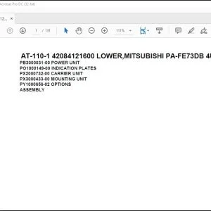 Tadano Crane AT-110-1 42084121600 LOWER,MITSUBISHI PA-FE73DB 4UKA3 Parts Manual - PDF DOWNLOAD
