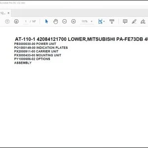 Tadano Crane AT-110-1 42084121700 LOWER,MITSUBISHI PA-FE73DB 4UKA3 Parts Manual - PDF DOWNLOAD
