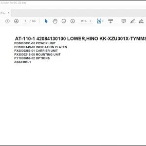 Tadano Crane AT-110-1 42084130100 LOWER,HINO KK-XZU301X-TYMMS6 Parts Catalog Manual - PDF DOWNLOAD