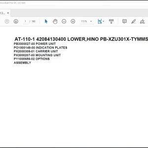 Tadano Crane AT-110-1 42084130400 LOWER,HINO PB-XZU301X-TYMMS6 Parts Catalog Manual - PDF DOWNLOAD