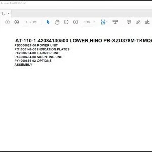 Tadano Crane AT-110-1 42084130500 LOWER,HINO PB-XZU378M-TKMQW3 Parts Catalog Manual - PDF DOWNLOAD