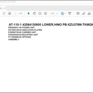 Tadano Crane AT-110-1 42084130600 LOWER,HINO PB-XZU378M-TKMQW3 Parts Catalog Manual - PDF DOWNLOAD