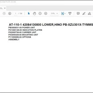 Tadano Crane AT-110-1 42084130800 LOWER,HINO PB-XZU301X-TYMMS6 Parts Catalog Manual - PDF DOWNLOAD