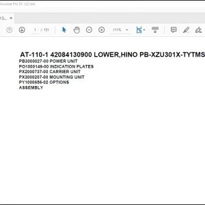 Tadano Crane AT-110-1 42084130900 LOWER,HINO PB-XZU301X-TYTMS6 Parts Catalog Manual - PDF DOWNLOAD