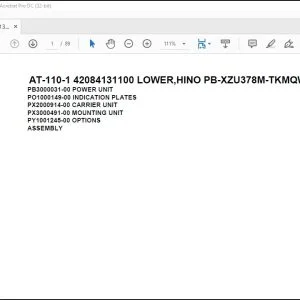 Tadano Crane AT-110-1 42084131100 LOWER,HINO PB-XZU378M-TKMQW3 Spare Parts Catalog Manual - PDF DOWNLOAD