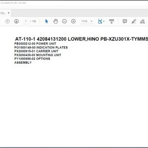 Tadano Crane AT-110-1 42084131200 LOWER,HINO PB-XZU301X-TYMMS6 Parts Catalog Manual - PDF DOWNLOAD