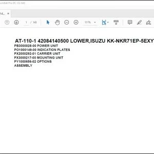 Tadano Crane AT-110-1 42084140500 LOWER,ISUZU KK-NKR71EP-5EXYT Spare Parts Catalog Manual - PDF DOWNLOAD