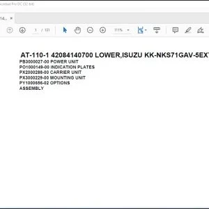 Tadano Crane AT-110-1 42084140700 LOWER,ISUZU KK-NKS71GAV-5EXY Parts Catalog Manual - PDF DOWNLOAD