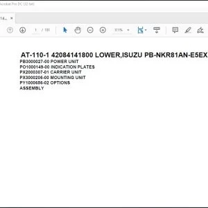 Tadano Crane AT-110-1 42084141800 LOWER,ISUZU PB-NKR81AN-E5EXHY Parts Catalog Manual - PDF DOWNLOAD