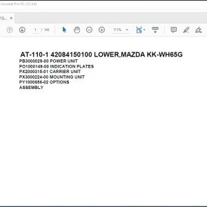 Tadano Crane AT-110-1 42084150100 LOWER,MAZDA KK-WH65G Spare Parts Catalog Manual - PDF DOWNLOAD