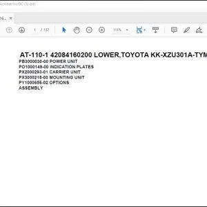 Tadano Crane AT-110-1 42084160200 LOWER,TOYOTA KK-XZU301A-TYMMS6 Spare Parts Manual - PDF DOWNLOAD