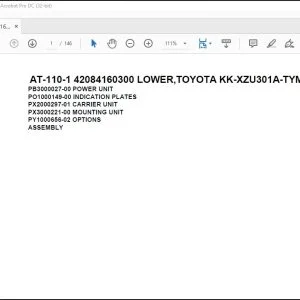 Tadano Crane AT-110-1 42084160300 LOWER,TOYOTA KK-XZU301A-TYMMS6 Spare Parts Manual - PDF DOWNLOAD