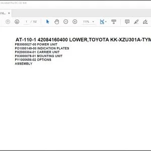 Tadano Crane AT-110-1 42084160400 LOWER,TOYOTA KK-XZU301A-TYMMS6 Spare Parts Manual - PDF DOWNLOAD