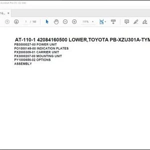 Tadano Crane AT-110-1 42084160500 LOWER,TOYOTA PB-XZU301A-TYMMS6 Spare Parts Manual - PDF DOWNLOAD