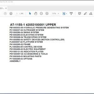 Tadano Crane AT-115S-1 42053100001 UPPER Spare Parts Catalog Manual - PDF DOWNLOAD
