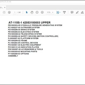 Tadano Crane AT-115S-1 42053100003 UPPER Spare Parts Catalog Manual - PDF DOWNLOAD