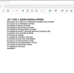 Tadano Crane AT-115S-1 42053100004 UPPER Spare Parts Catalog Manual - PDF DOWNLOAD