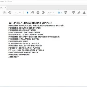 Tadano Crane AT-115S-1 42053100013 UPPER Spare Parts Catalog Manual - PDF DOWNLOAD