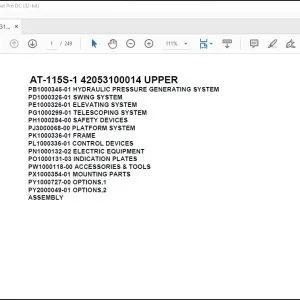 Tadano Crane AT-115S-1 42053100014 UPPER Spare Parts Manual - PDF DOWNLOAD