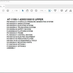 Tadano Crane AT-115S-1 42053100015 UPPER Spare Parts Manual  - PDF DOWNLOAD